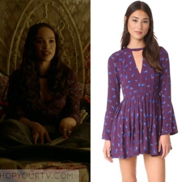 Free People Dresses & Skirts - Free People Tegan Long Sleeve Purple Flora Size 4